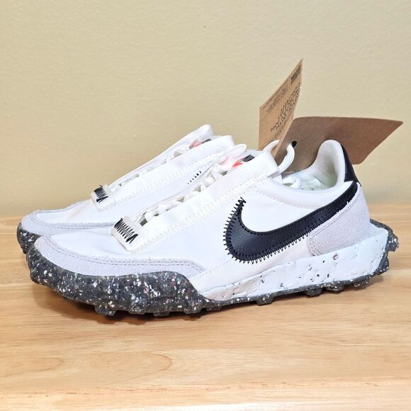 Nike Waffle Racer Crater Shoes Summit White Black Grey CT1983-104 Women's Size 5 - Picture 3 of 7